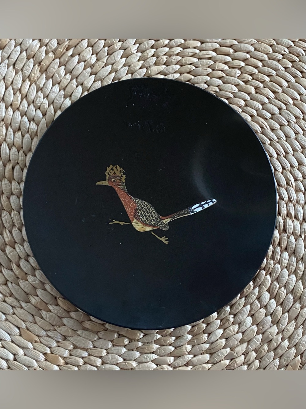 Vintage Couroc of Monterey Roadrunner Utility Dish Ash Tray MCM Sticker
